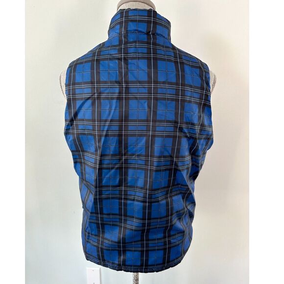 Merona Women's Dark Navy Blue Solid Plaid Reversible Puffer Vest Top Size M - Picture 4 of 9
